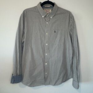 Original Penguin Heritage Slim Fit Button Down Shirt Mens Large Gray Gingham